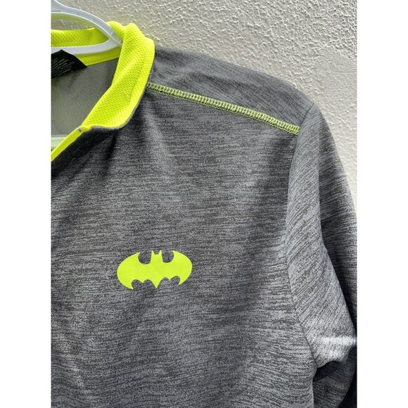 DC Comics Batman Mens Pullover Size Medium Gray Quarter Zip Logo Long Sleeve - Picture 4 of 14